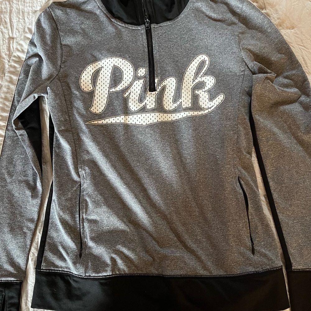 PINK Victoria's Secret Black and Gray Pullover